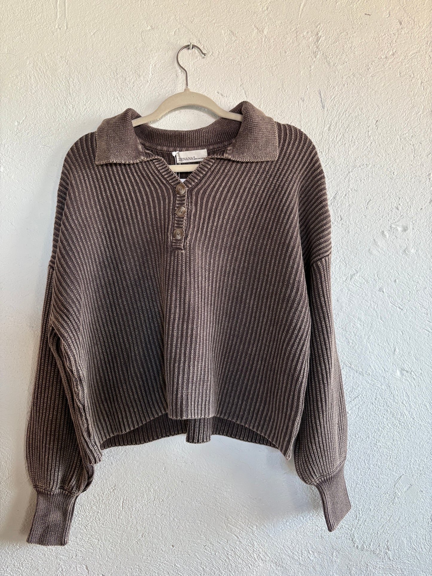 Mocha Goodness Henley Sweater