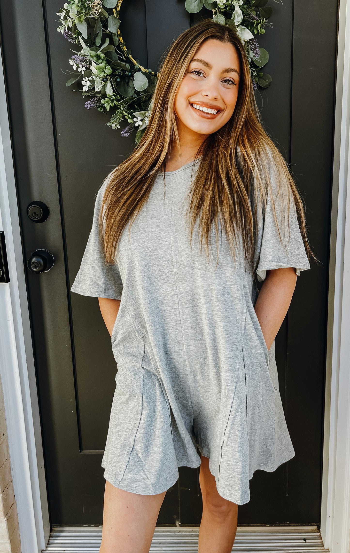 Charm Oversized Romper in Heather Grey